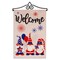 G128 Combo Pack Garden Flag Hanger 14IN & Garden Flag Welcome 3 Gnomes Celebrating July 4th 12x18IN Printed Double Sided Burlap Fabric